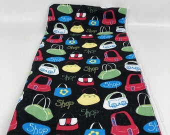 Vintage Fleece Fabric ~Purses Toss On Black Design 42" W X 40" L NEW!