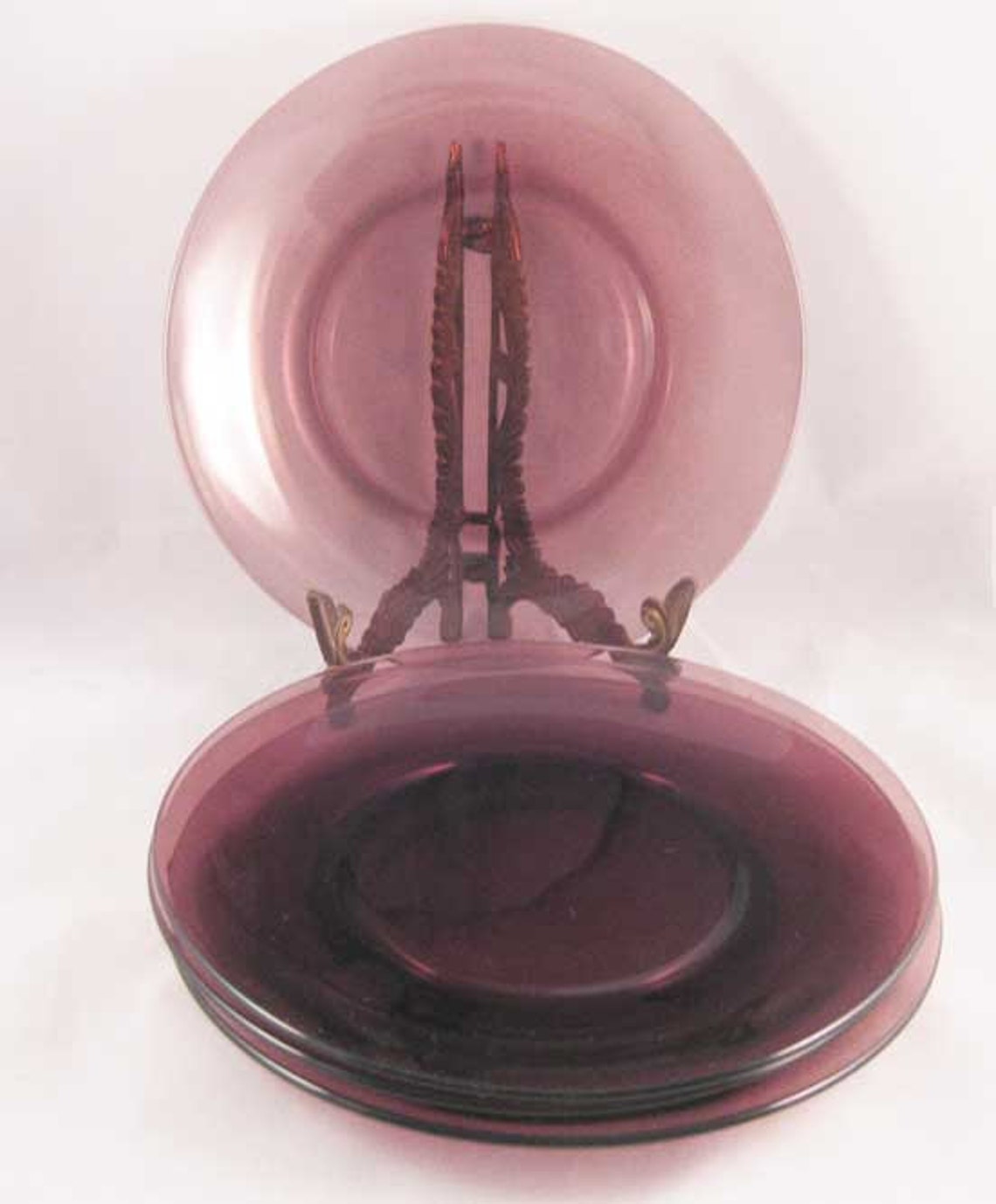 Vereco France Amethyst Purple Glass Dinner Plates4 Etsy