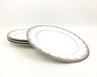 Vintage Noritake Petite #5507 Salad Plates (4) Circa 1950's Platinum