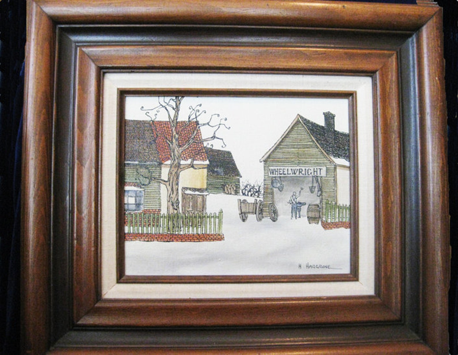H. Hargrove Painting Wheelwright Signed Original Framed Etsy