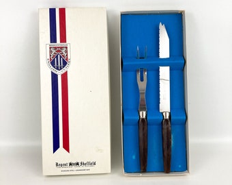 Vintage Miracle Worker Regent Sheffield Carving Knife & Fork Set England New In Box