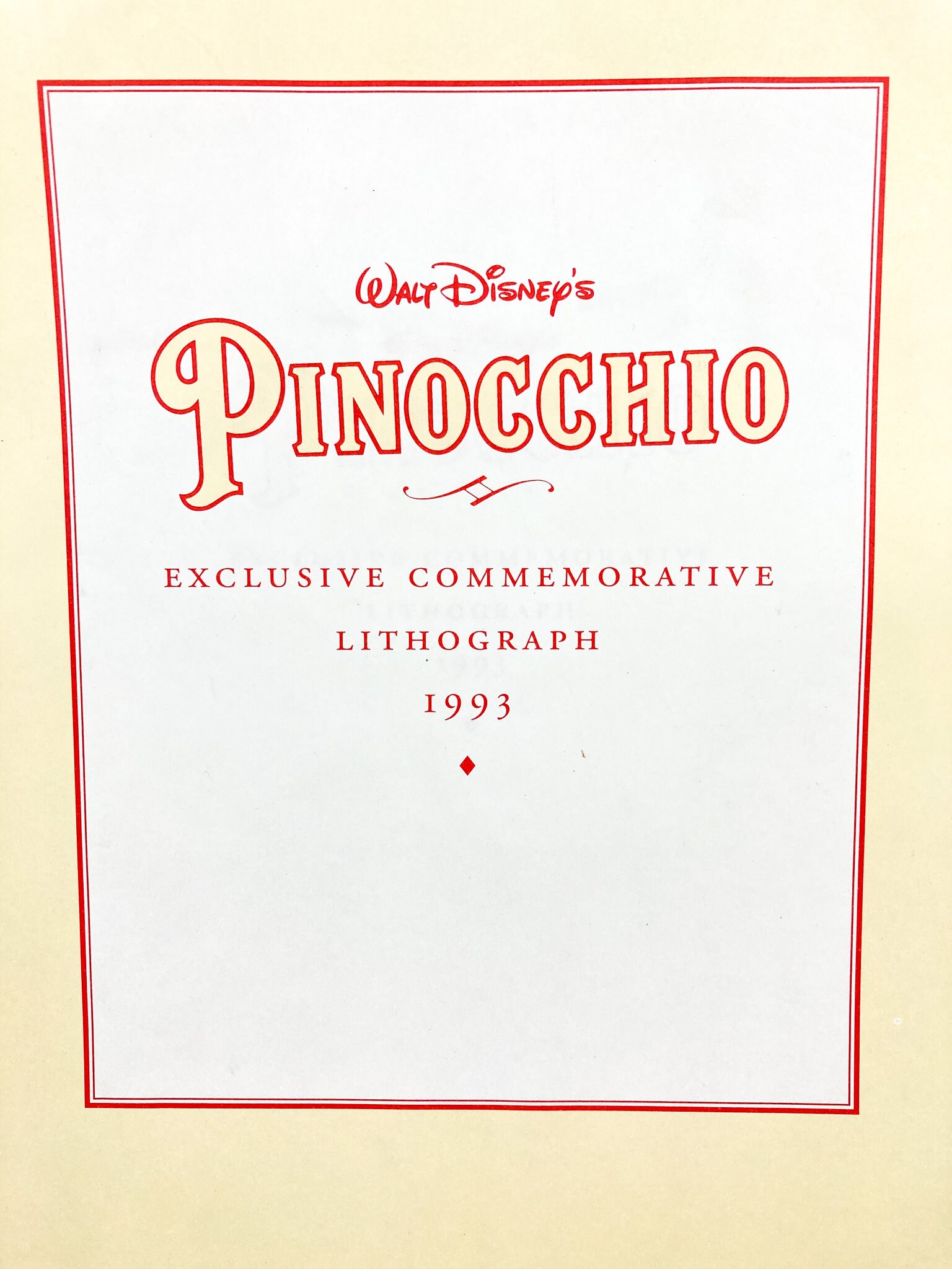 Disney - ディズニー　ピノキオ　リトグラフ　The Disney Store 1993 ディズニー ピノキオ リトグラフ The Disney Store 1993 - メルカリ