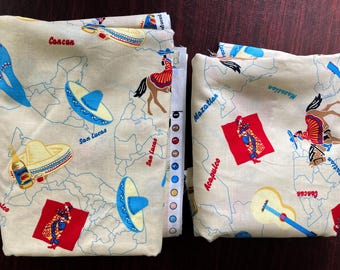 Vintage Fabric 4.2 Yards X 42" Wide Cities in Mexico Toss Pattern New!  2 Pieces~Joanns