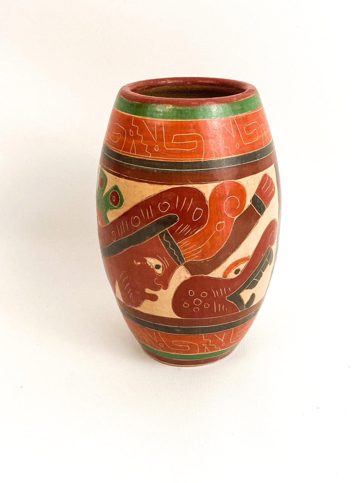 Duilio Jimenez Nicaragua Incised Ceramic Art Pottery Etched Vase 7