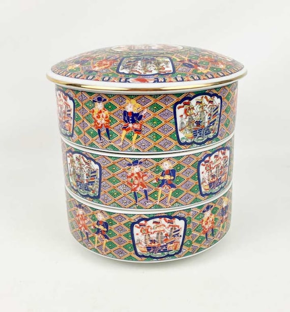 Stacking 3 Tier Porcelain Rice Soup Jubako Bento Box Bowls Made in