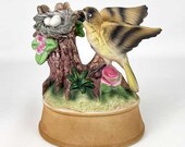 Vintage Shafford Bird With Nest Bisque Music Box Try To Remember