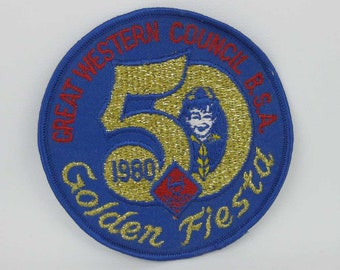 Vintage BSA Cub Scout Patch Great Western Council 1980 Golden Fiesta