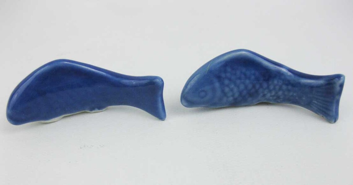 Japanese Cobalt Blue Fish Chopstick Rests 7 Porcelain | Etsy