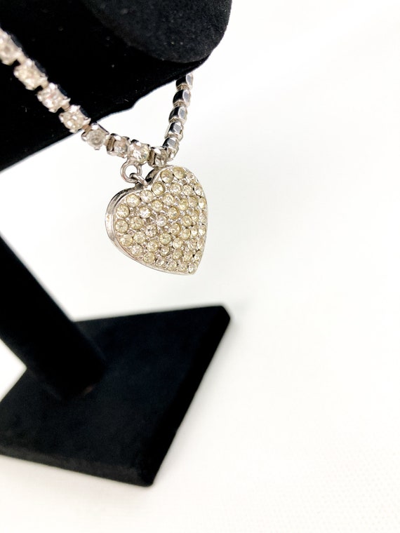 Bellini Silver Tone Rhinestone Heart Bracelet/Ank… - image 4