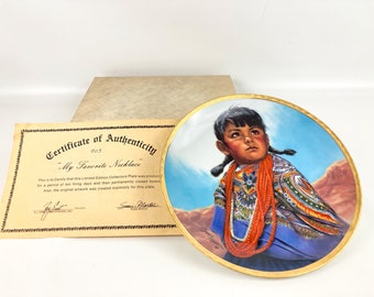 Vintage R.J. Ernst 2nd Edition "My Favorite Necklace" Native American Girl Collectors Plate By Susie Morton W/COA