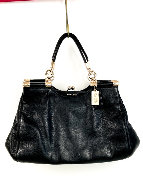 Coach Madison Carrie Black Textured Leather  #2828