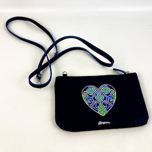 Bolso bandolera mini Brighton Summer Heart negro de 8” x 5” con correa desmontable ¡Excelente estado!