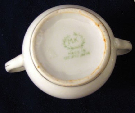 Vintage Occupied Japan M.K China 7 Pieces Green Backstamp Creamer /& Sugar Bowl Plates
