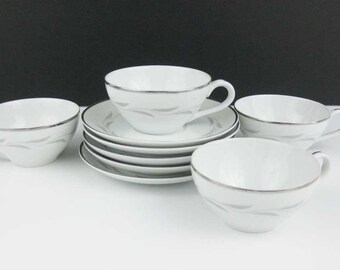 Vintage Nasco Paris Night Tea Cups & Saucers ( 4 sets) Japan