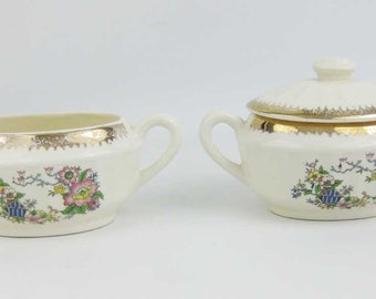 Vintage Cronin China Co Pattern CO13 Creamer & Covered Sugar Bowl Set  USA