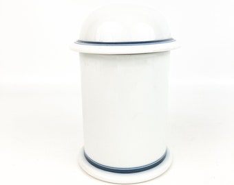 Dansk Bistro Christianshavn Blue & White Jar Canister W/ Lid 6.5" Tall