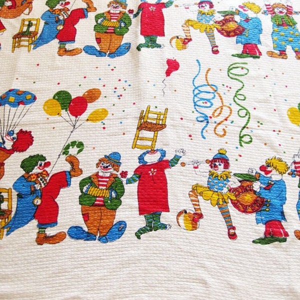 Vintage Clown Table Cloth Circus Design