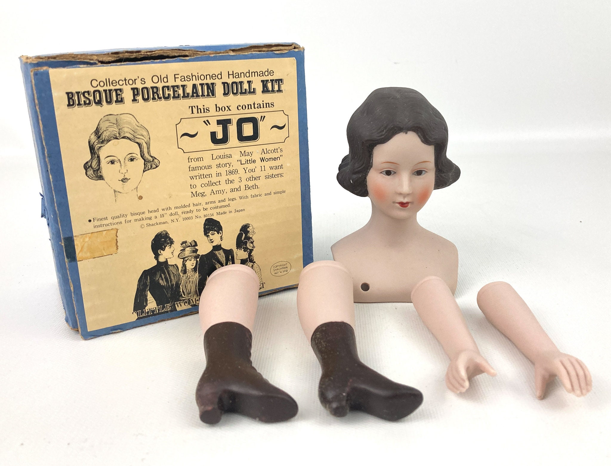 Shackman Hand Made Doll Bisque Head Wood Jointed Body for sale online