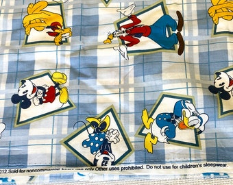 1 Yard X 43" Wide Vintage Fabric Mickey Mouse & Friends On Plaid By Springs Creative 2012 New! Pattern #CP29832