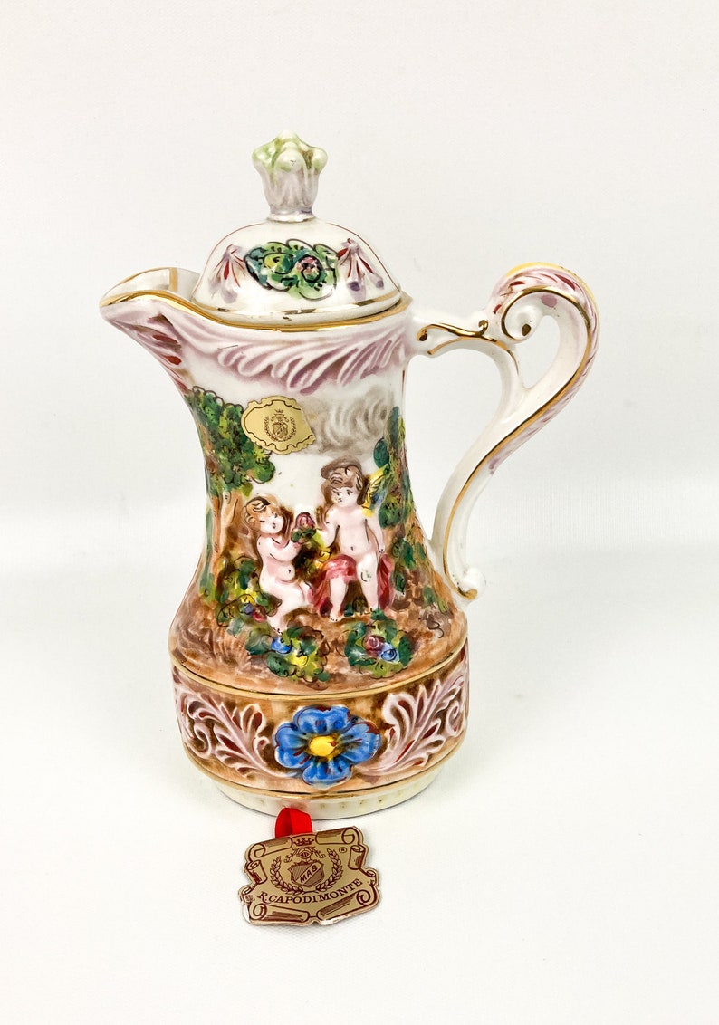 Capodimonte Cherub Coffeepot Espresso Set Cups Saucers Etsy