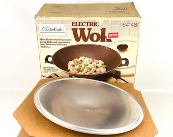Vintage 1982 Sears Counter Craft West Bend 14” Non-Stick Electric Wok W/Box NOS New Old Stock!
