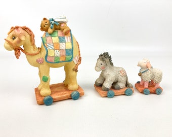 Cherished Teddies Miniature Nativity by Hamilton Camel, Lamb & Donkey (3 pcs)
