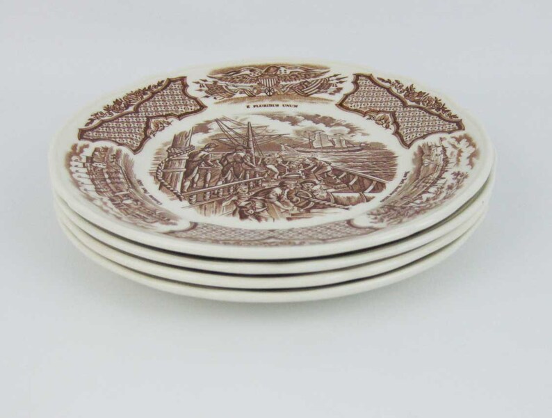 4 Alfred Meakin Fair Winds Brown Bread~Dessert Plates Ships