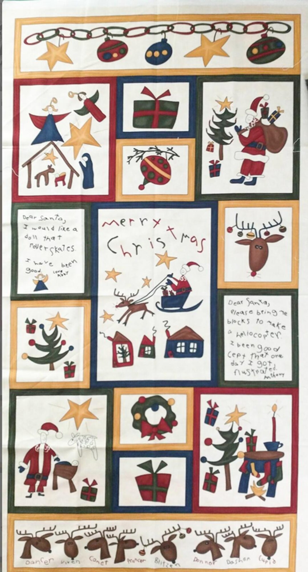 Dear Santa by Sandy Gervais for Moda Cotton Fabric Christmas Panel 23 ...