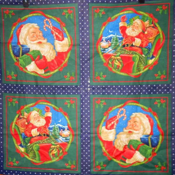 1 Yard X 44" W. VIP Laurie Cook Christmas Santa Claus Pillows Fabric Panels New!