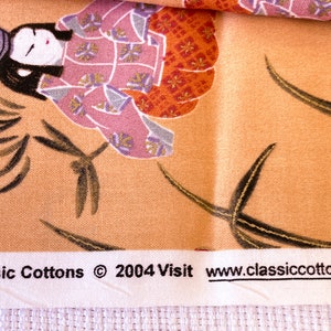 1.5 Yards X 44.5" Wide Vintage Fabric Japanese Geisha Print Classic Cottons 2004 image 3