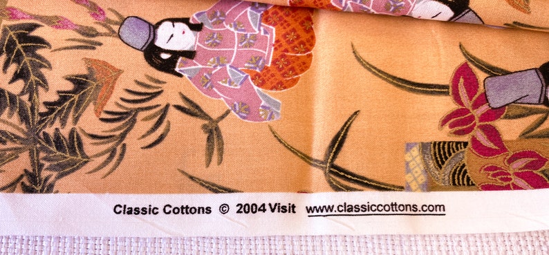 1.5 Yards X 44.5" Wide Vintage Fabric Japanese Geisha Print Classic Cottons 2004 image 3