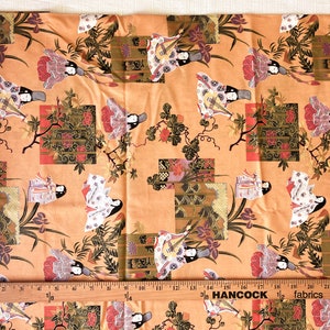 1.5 Yards X 44.5" Wide Vintage Fabric Japanese Geisha Print Classic Cottons 2004 image 2