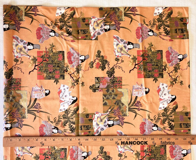 1.5 Yards X 44.5" Wide Vintage Fabric Japanese Geisha Print Classic Cottons 2004 image 2