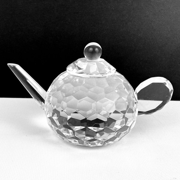 Crystal Teapot Paper Weight 5.5" Across 3" High Stunning When The Light Hits It!