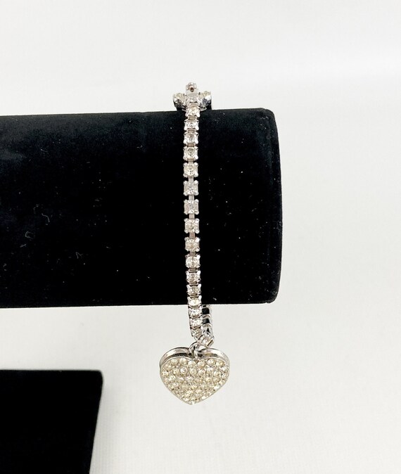Bellini Silver Tone Rhinestone Heart Bracelet/Ank… - image 1