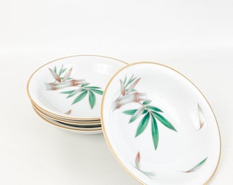 Vintage Noritake Canton Fruit/Dessert Bowls (4) Bamboo W/Gold Trim Circa 1950's