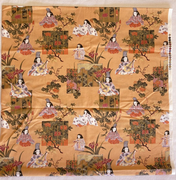 1.5 Yards X 44.5" Wide Vintage Fabric Japanese Geisha Print Classic Cottons 2004