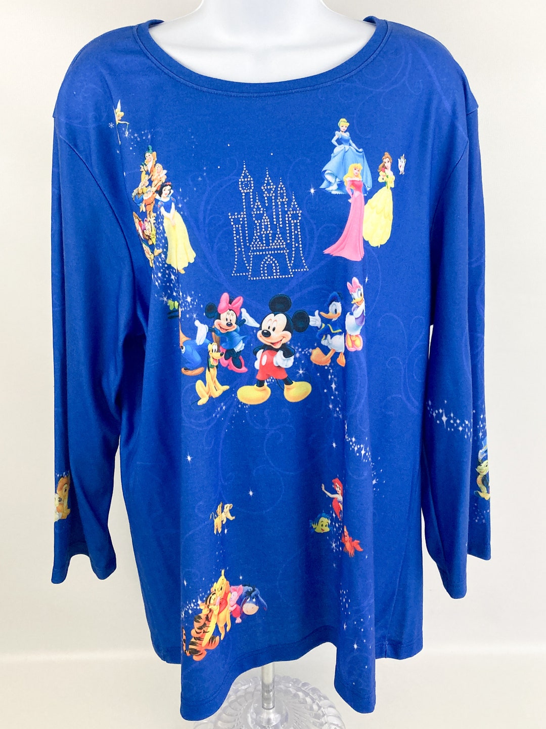 Woman's Disney Mickey & Friends Blue Long Sleeve Embellished