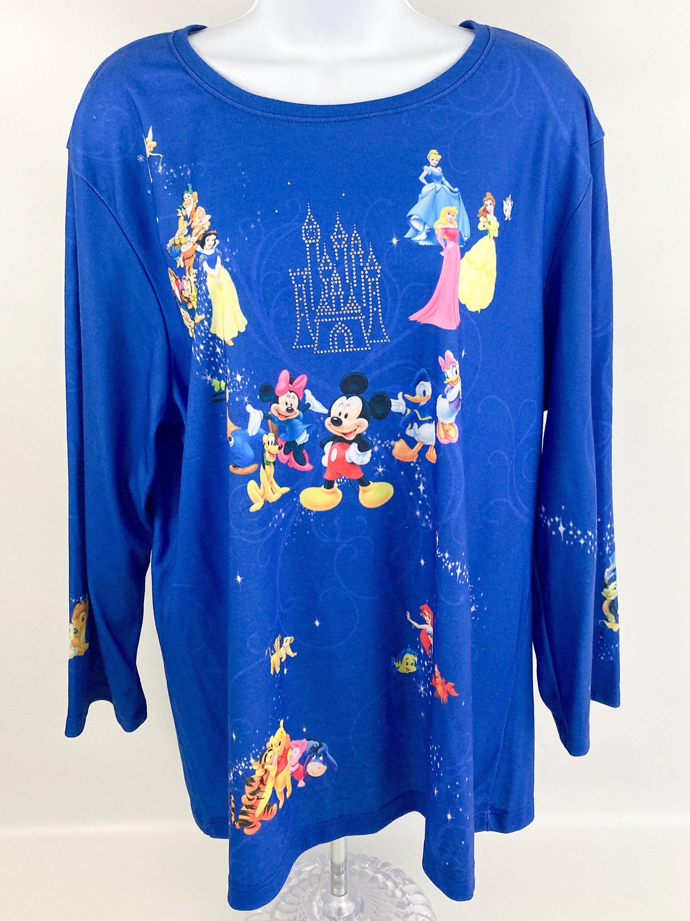 Woman's Disney Mickey & Friends Blue Long Sleeve Embellished