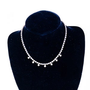 Vintage Art Deco Rhinestone Drop Choker Necklace 14&quot;