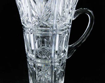 Crystal Clear Glass Pitcher Thumb Print Ovals Shooting Stars