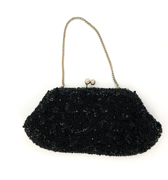 Vintage Richere Bag By Walborg Black Beaded & Seq… - image 1