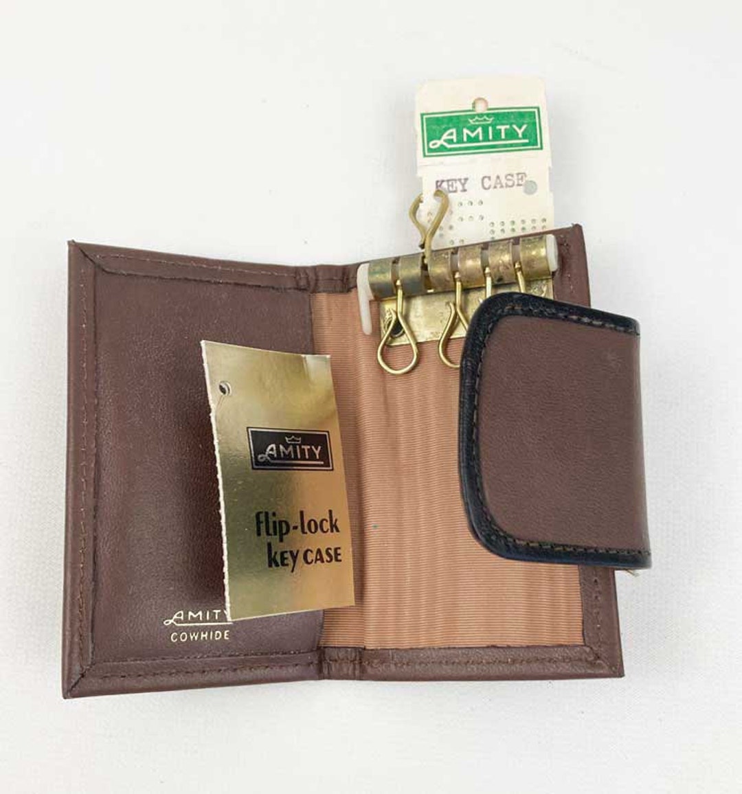 Amity Flip-lock Key Case Caddy & French Leather Wallet Coin Purse