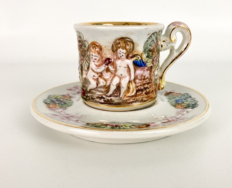 Capodimonte Cherub Coffeepot Espresso Set Cups Saucers Etsy