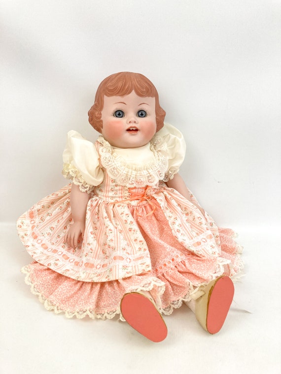 Antique Porcelain Bisque Doll Made in Japan Blue Eyes Soft Body