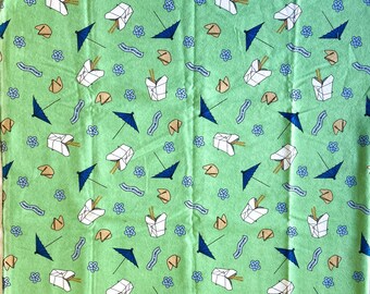 1/2 Yard X 44" Wide Vintage Flannel Fabric Chinese Takeout Food  OOP