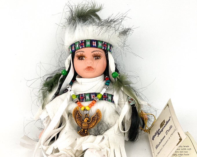 Vintage Golden Keepsakes Heirloom Dolls Native American Porcelain Doll