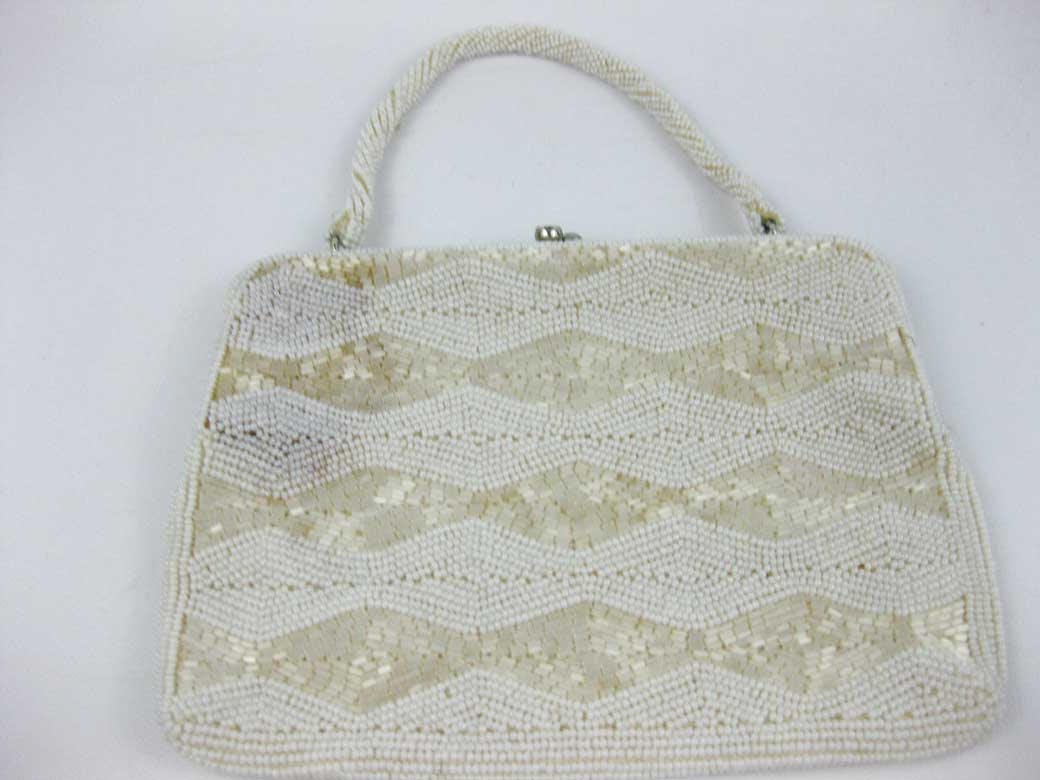 SOLD Vintage Japan-Made White Beaded Clutch → Hotbox Vintage