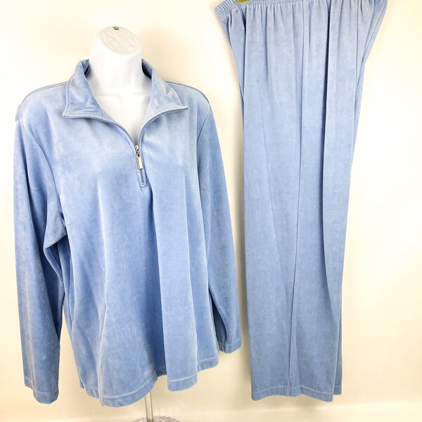 Woman's Draper's & Damon's Petite Valour Blue Active Wear Jacket And Pants Size PL Petite Large