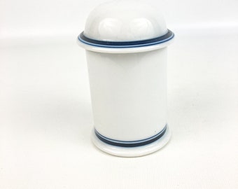 Dansk Bistro Christianshavn Blue & White Jar Canister W/ Lid 4.5" Tall